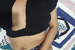 stepdaughter fingers spits tight pussy hot in bed for stepdad