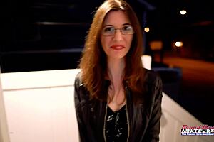 Inked nerdy Hazel O'Connor teases sucks with glasses on