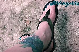 vanya vixen teases feet fetish with tattooed toes and femdom control