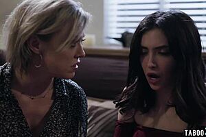 busty milf drags innocent teen into wild taboo ffm threesome sex