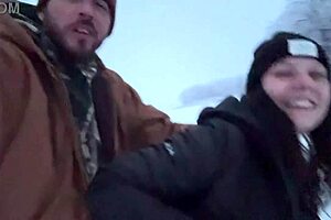 country mom risks outdoor dick ride almost caught in heavy snow storm
