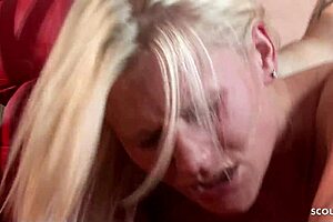 wanna watch blonde milf's fake tits bounce on classmate's cock creampie?