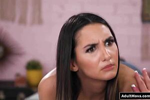 Latin teen rides her busty stepaunt's strapon in taboo play