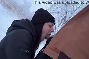 country mom risks outdoor dick ride almost caught in heavy snow storm