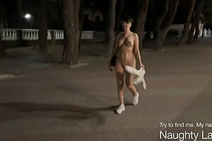 naughty lada flashes see-through outfits on public streets