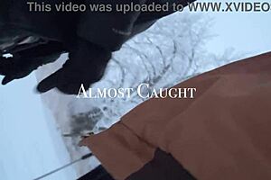 country mom risks outdoor dick ride almost caught in heavy snow storm