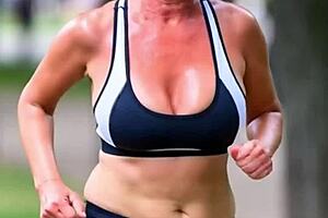 mature milf jogs park showing huge natural bouncing tits nipple slips compilation