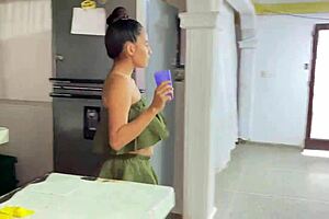 Latina Teen Helps Ebony Stepbrother Masturbate to Massive Orgasm in Steamy Interracial Session