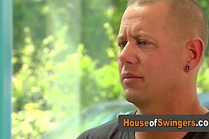 Amateur swinger shares busty girlfriend in hardcore group orgy party