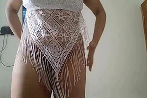 Latina schoolgirl fingers tight pussy squirts wildly