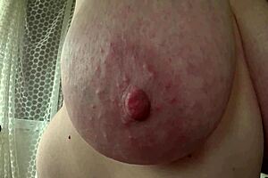 wanna squeeze these big saggy natural tits on curvy horny bbw milf close-up?