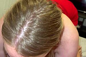 stepson sneaks into room for blonde milf's deep cock sucking