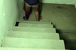 Stepbrother Slams Big Natural Tits Stepsister Tight Pussy On Stairs Moaning Loud!