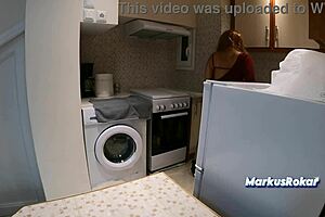 stepmom denies sex but lets stepson jerk cumshot all over fat kitchen ass