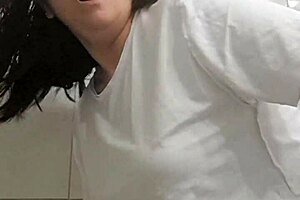 Surprise bathroom creampie fucks curvy wife big natural tits