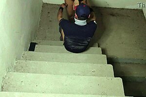 Stepbrother Slams Big Natural Tits Stepsister Tight Pussy On Stairs Moaning Loud!