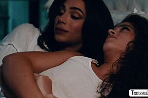 shemale stepmom seduces horny stepteen into fingering oral pussy play threesome