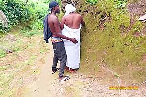 Naughty bbw ezewanyi rides big cock hardcore on village road