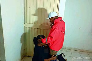 Horny Mature Latina Flashes Saggy Big Tits Ass Gives Delivery Boy Sloppy Blowjob