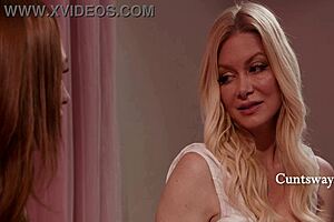 stressed stepmom seduces stepdaughter with fingering before college scissoring