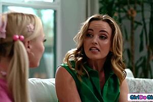 stepdaughter loves every spank from her strict stepmoms during fisting play