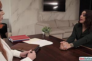 Milf sneaks off to fuck shemale daughter-in-law's hairy pussy