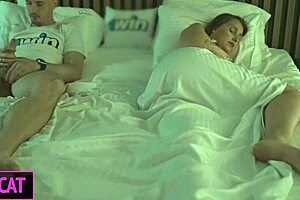 Step Mom Shares Hotel Room, Gets Accidental Creampie From Step Son