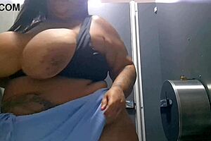 Mary Jhuana Sweats Flashing Big Tits Ass Pierced Nipples Post Workout Bathroom Tease