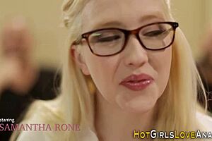 Milf Teacher Fingers and Toys Teen Ass in Classroom