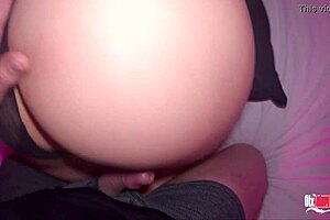 Double creampie anal in milf stepmom's ass while dad's gone