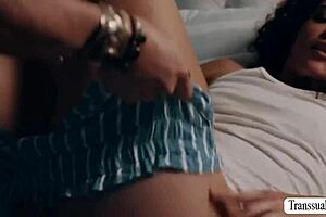 shemale stepmom seduces horny stepteen into fingering oral pussy play threesome