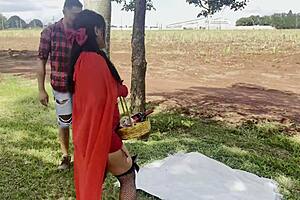 naughty little red riding hood meets horny woodcutter for deepthroat creampie in forest!!