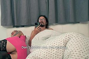 step sis and step mom double stuffing my cock in their asses wide spread on bed