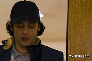 Delivery guy and hubby tag team slutty housewife pussy