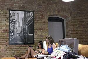 TWO HOT BRUNETTE MILF WIVES TEASE CFNM HANDJOB BOREDOM!