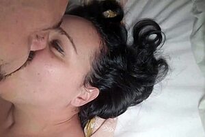 Kissing and caressing my plump latina wife before creampie in her big pussy