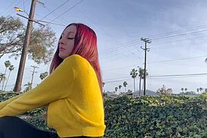 artemisia love smokes publicly outdoors flaunting her long hair fetish vibe