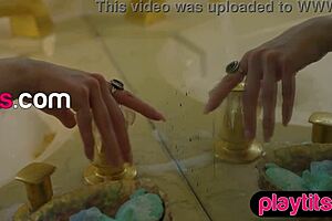 Curvy redhead milf shows off huge tits hairy pussy bathtub tease