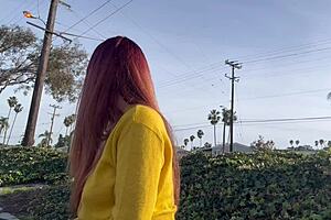 artemisia love smokes publicly outdoors flaunting her long hair fetish vibe