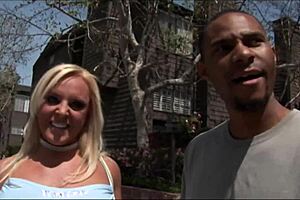 busty blonde milf grabs massive black cock for ride