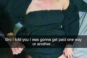pregnant milf settles boyfriend's debt with rough snapchat submission and cuck captions
