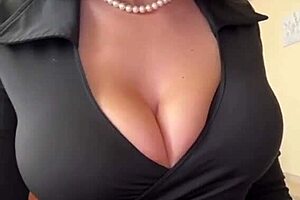 stepmom's big natural tits tease on homemade webcam... wanna massage?