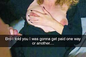 pregnant milf settles boyfriend's debt with rough snapchat submission and cuck captions