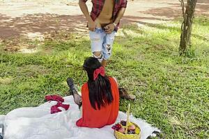 naughty little red riding hood meets horny woodcutter for deepthroat creampie in forest!!