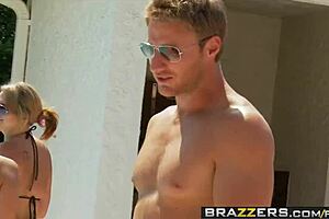 big tits redhead abella anderson scores in wet water polo orgy