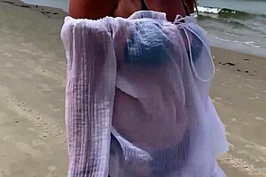 A busty stranger milf jerks my cock outdoors publicly