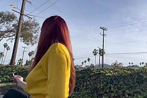 artemisia love smokes publicly outdoors flaunting her long hair fetish vibe