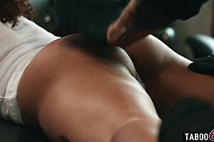 I fist black teen while blonde milf watches in bondage threesome!