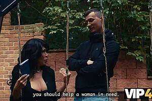 vip4k. mature euro neighbor brunette craves shaved pussy on big cock