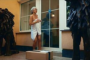 vip4k. mature euro neighbor brunette craves shaved pussy on big cock